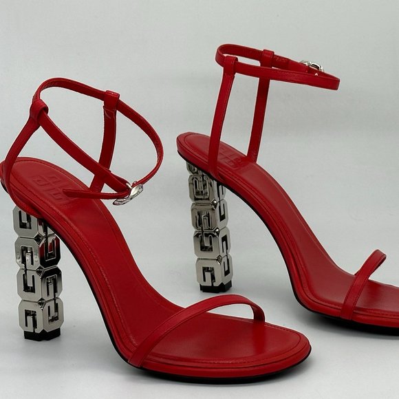 GIVENCHY 105 G Cube Monogram Signature Logo Heels Leather Sandals Shoes - Picture 10 of 16